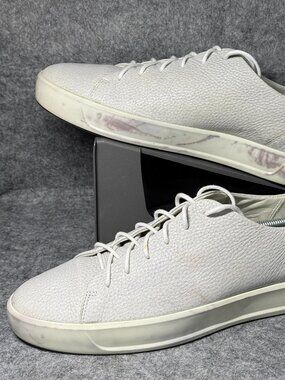 ECCO Soft 8 Leather Sneakers - Mens Size 12 - Light Gray 440824